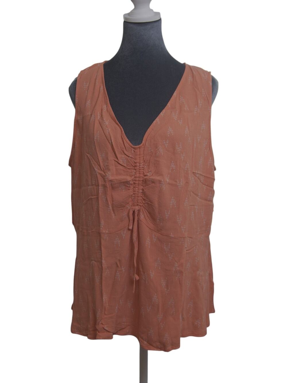Ava & Viv Orange Ikat Sleeveless V-Neck Flowy Top Lightweight Pastel Sz 2X